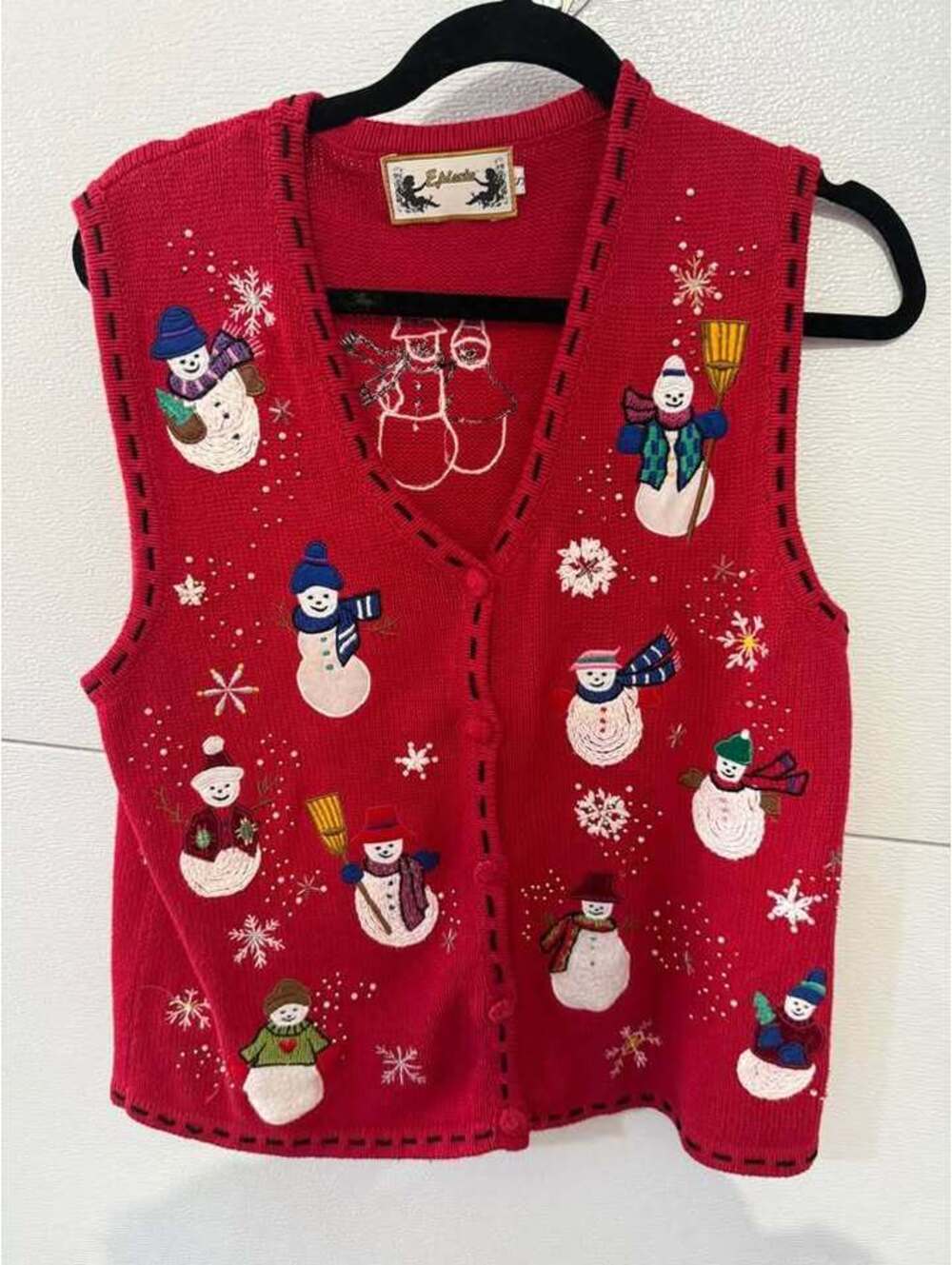 Vintage Snowman Christmas Sweater Vest Size S